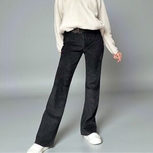 B.S.L Black Suede Flare Pants Parisian Chic, Y2K Revival, Made in France Small